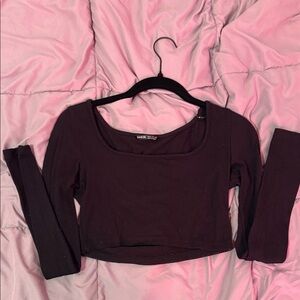 SHEIN Black Long Sleeve Crop Top